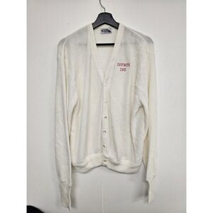 Vintage Hornung's Sportswear Cardigan Mens XL‎ White JUSTRITE CVD Sweater 80s
